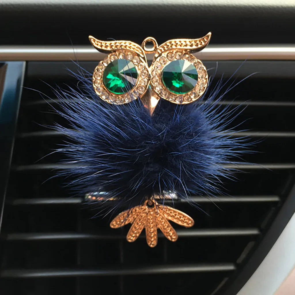 Diamond Fur Owl Car Air Freshener Auto Outlet Perfume Clip Scent Aroma Car Diffuser Bling Car Accessories Interior Decor Gifts