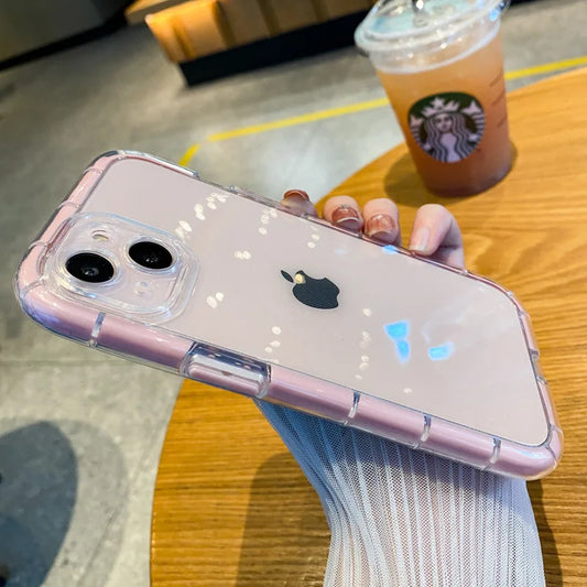 Luxury Transparent Shockproof Phone Case For iPhone 11 12 13 14 15 16 Pro Max X XS XR 7 8 Plus Clear Night Light Bumper Cover