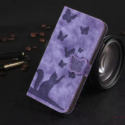 Funda S24 Flip Case for Samsung Galaxy S24 S25 Plus S23 Ultra S22 S21 S20 FE Cases Cute Cat Butterfly Leather Wallet Back Cover