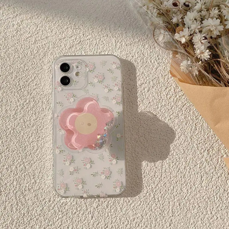 Daisy Flowers Grip Tok Holder Phone Case For Samsung Galaxy A55 A54 5G A34 A14 A15 A25 A24 S20 FE S21 S22 S23 Plus S24 S25 Ultra