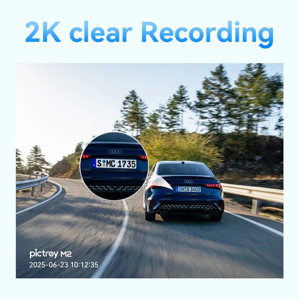 Pictrey M2 2K Dash Cam with Night Vision 330° Rotatable Car DVR Smart Voice Control 24H Parking Monitor