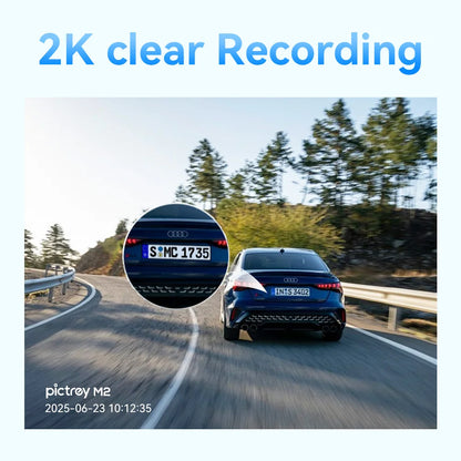 Pictrey M2 2K Dash Cam with Night Vision 330° Rotatable Car DVR Smart Voice Control 24H Parking Monitor