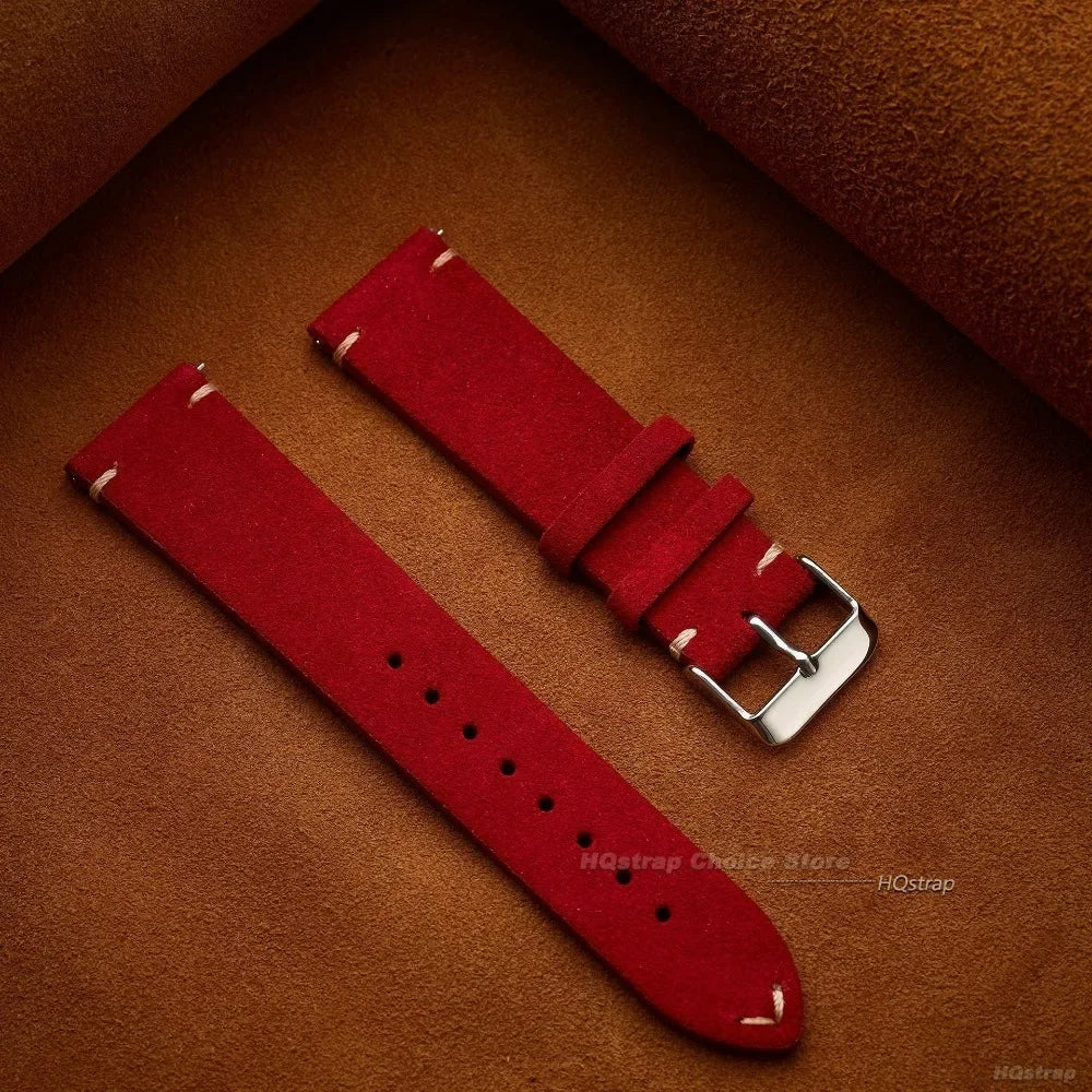 Quick Release Soft Suede Strap 22mm 18mm 20mm for Samsung Watch6 5/4/3 Calfskin Bracelet for Women Men Wristband Hand Sewn Band