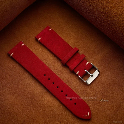 Quick Release Soft Suede Strap 22mm 18mm 20mm for Samsung Watch6 5/4/3 Calfskin Bracelet for Women Men Wristband Hand Sewn Band