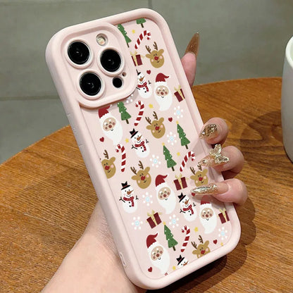 Santa Claus Reindeer And Snowman Phone Case For iPhone 17 16 Pro Max 15 14 13 12 11 XS XR 7 8 Plus 16E Shockproof Soft TPU Cover