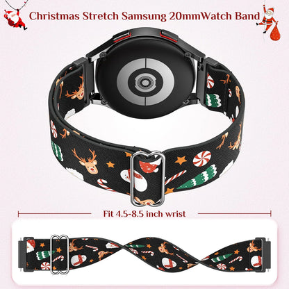 20mm Christmas Nylon Band Compatible For Galaxy Watch 7 6 5 4 FE Band 40mm 44mm 5 Pro 45mm for Galaxy Watch 6 4 Classic 47mm