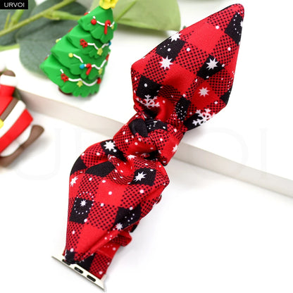 URVOI Band for Apple Watch Series 11 10 9 8 7 SE 3 Nylon loop Elastic Hairband Strap for iWatch Xmas gift red Christmas bowknot