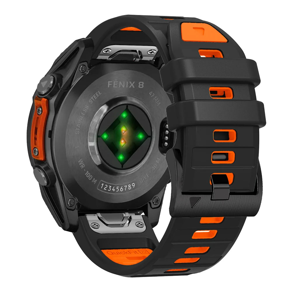 QuickFit 22mm 26mm Fenix8 Watch Band For Garmin Fenix E 8 47mm 51mm 7 7X 6 6X/Epix Pro/Enduro 3 Two-Tone Silicone Strap Bracelet