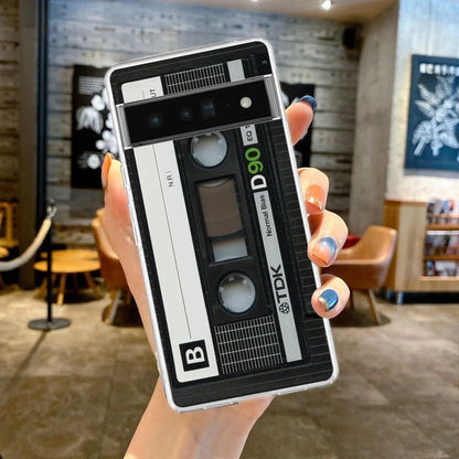 Phone Case For Google Pixel 9 8 7 6 9A 8A 7A 6A 5 4 5A 4A 3A Pro XL Soft Clear TPU Transparent Cover vintage Cassette Tape