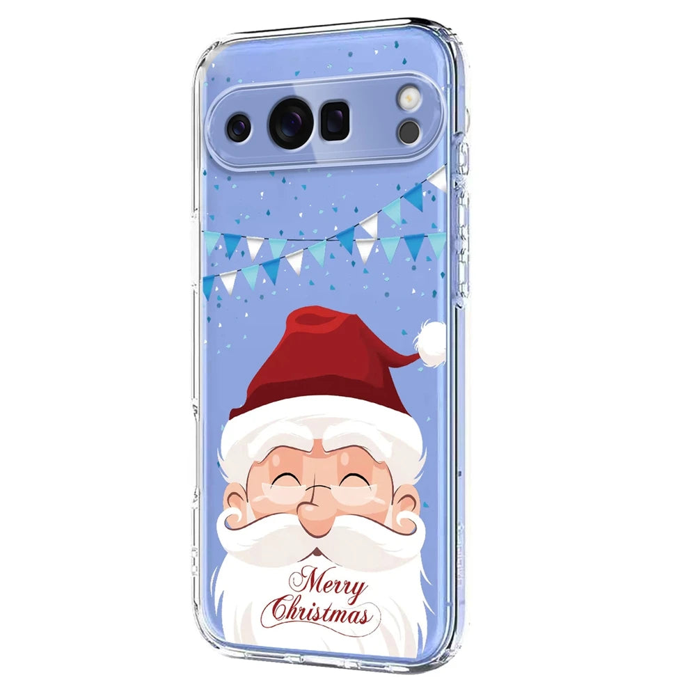 Transparent Phone Case For Google Pixel 10 9 9A Pro XL Pixel 10Pro 9Pro XL Silicone Protective Cover Back-Christmas Tree Snowman