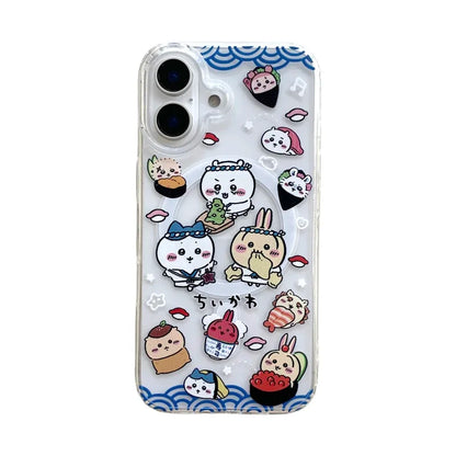 Cute Cartoon Japan Anime Chiikawa Magnetic Holder Magsafe Wireless Charge Phone Case For iPhone 16 15 14 13 12 11 Pro Max Cover