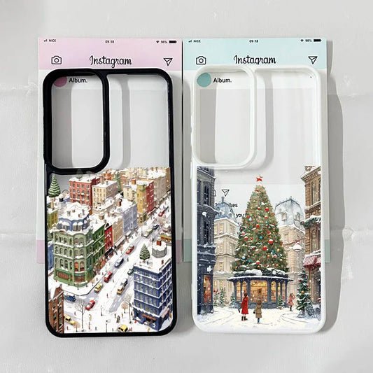 For Samsung Galaxy S25 Cute Winter Snow Case for Samsung S24 S25 S23 Ultra S 25 24 Plus Christmas Santa Claus Clear Phone Cover