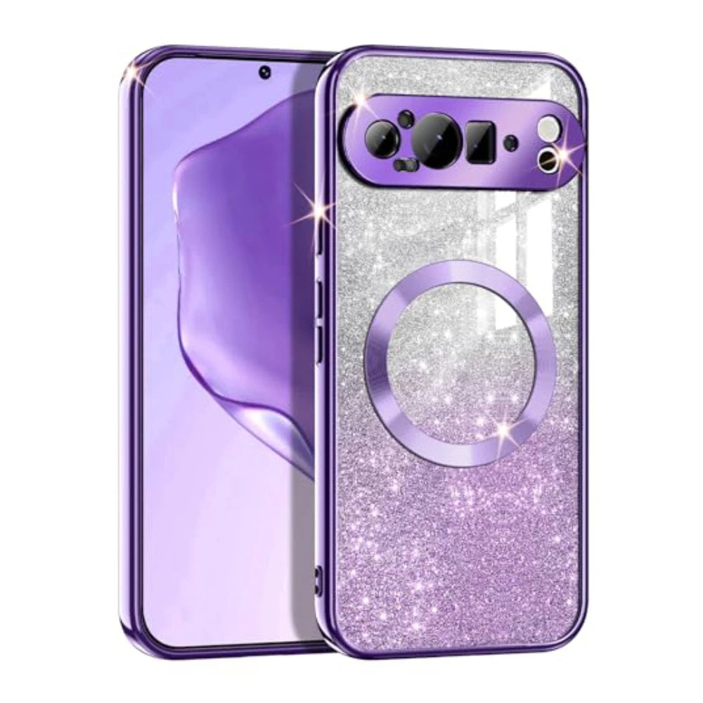 Luxury Electroplate Gradient Glitter Soft Phone Case for Google Pixel 9 Pro XL 8 8A Magnetic Charge Shockproof Protection Cover