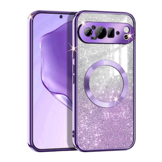 Luxury Electroplate Gradient Glitter Soft Phone Case for Google Pixel 9 Pro XL 8 8A Magnetic Charge Shockproof Protection Cover