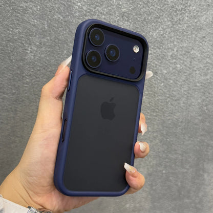 Luxury Orange Matte Transparent Phone Case For iPhone 17 Pro Max 17Pro 17 Metal Buttons Skin Feel Shockproof Protective Cover