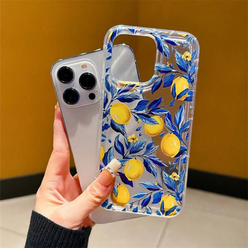 Summer Fresh Fruit Lemon Print TPU Phone Case for IPhone 16 15 14 13 12 11 Pro Max XS XR X 7 8 Plus Air Cushion Shockproof Cover