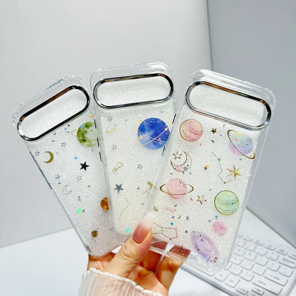 Glitter Star Planet TPU Cases For Google Pixel 9 8 7 6 5 A Pro Transparent PC Drop Glue Cover for Google Pixel 10 9 pro XL 4 a