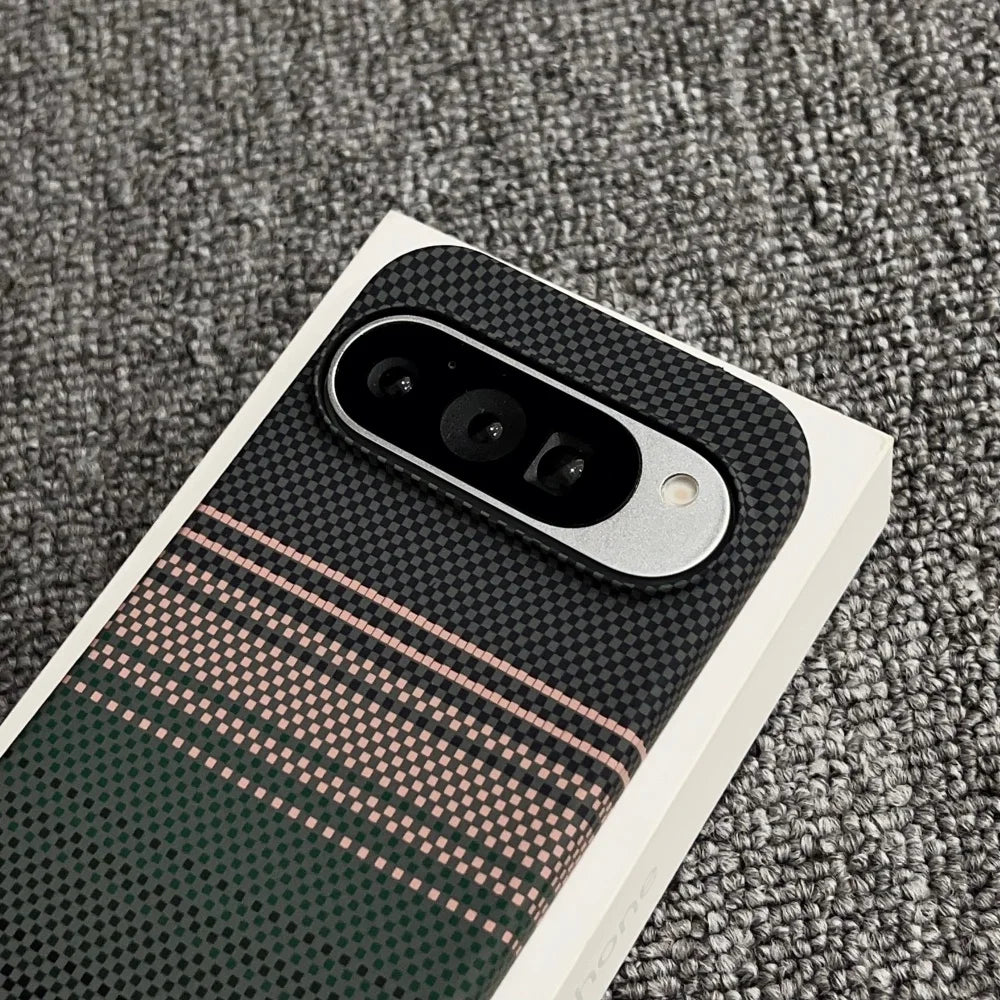 Luxury Frosted Half Border Carbon Fiber Kevlar Magsafe Phone Case For Google Pixel 10 9 Pro ProXL Magnetic Wireless Charge Cover