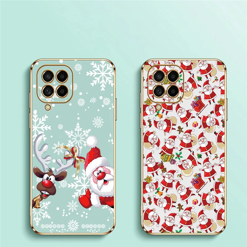 Christmas Deer Printed Phone Case For Samsung Galaxy M42 5G M62 M32 M22 M12 M54 M53 M33 M51 M02 M30S M13 Plating Soft Cover