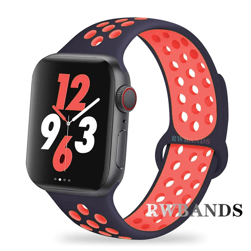 Sport Strap for Apple Watch Band 46mm 44mm 40mm 42-38-41mm 45mm Breathable Bracelet iWatch Series 10 9 8 7 6 SE 5 3 Ultra 2 49mm