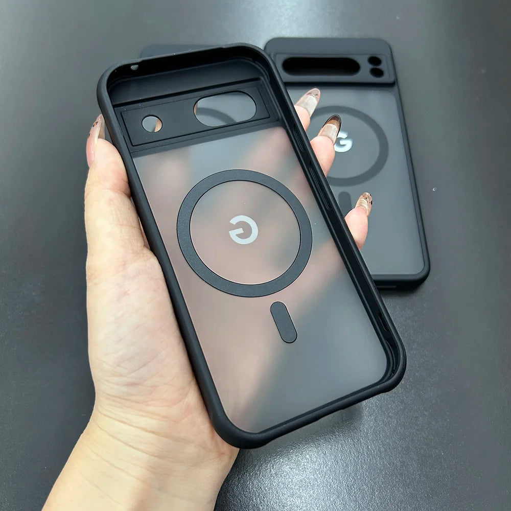 For Google Pixel 8Pro 8 8A 7Pro 7 7A 6 Case Magnetic Charging Matte Clear Shockproof Cover Wireless Charging Translucent Frosted