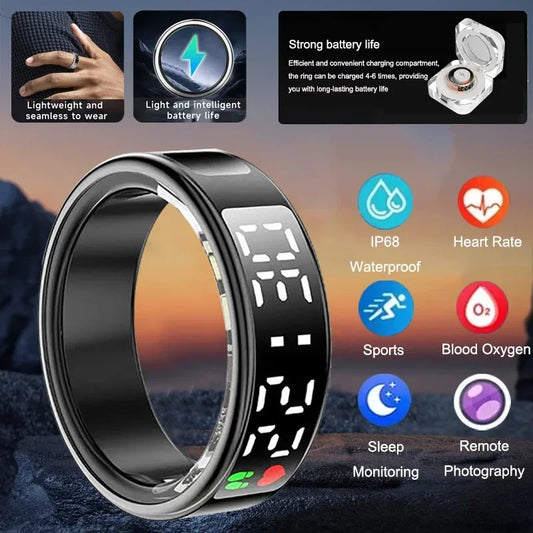 Smart Ring Multifunctional Health Tracker Heart Rate Blood Oxygen Monitor Brush Tiktok Waterproof Men Women Ring Sleep Fitness - covers4phones