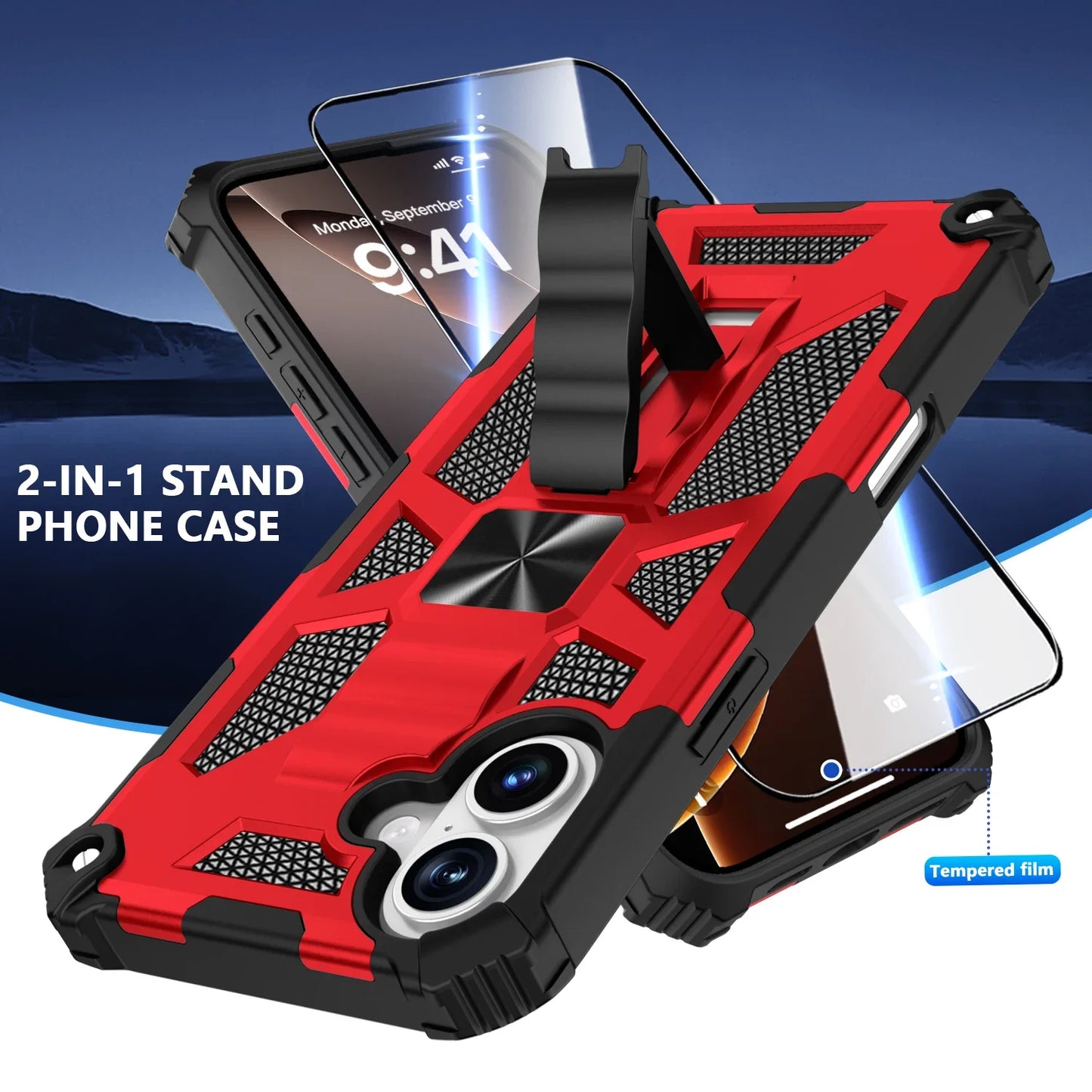 Military Grade Kickstand Magnetic Shockproof Case For iPhone 16 15 14 13 12 11 Pro Max Mini Plus XR Hybrid Armor Anti Drop Cover