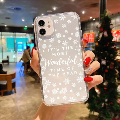 Christmas Cute Snowflakes Aesthetic Clear Phone Case Cover for iPhone 17 16 11 12 13 14 15 Pro Max XR XS X 7 8 Plus 17 Air Cases