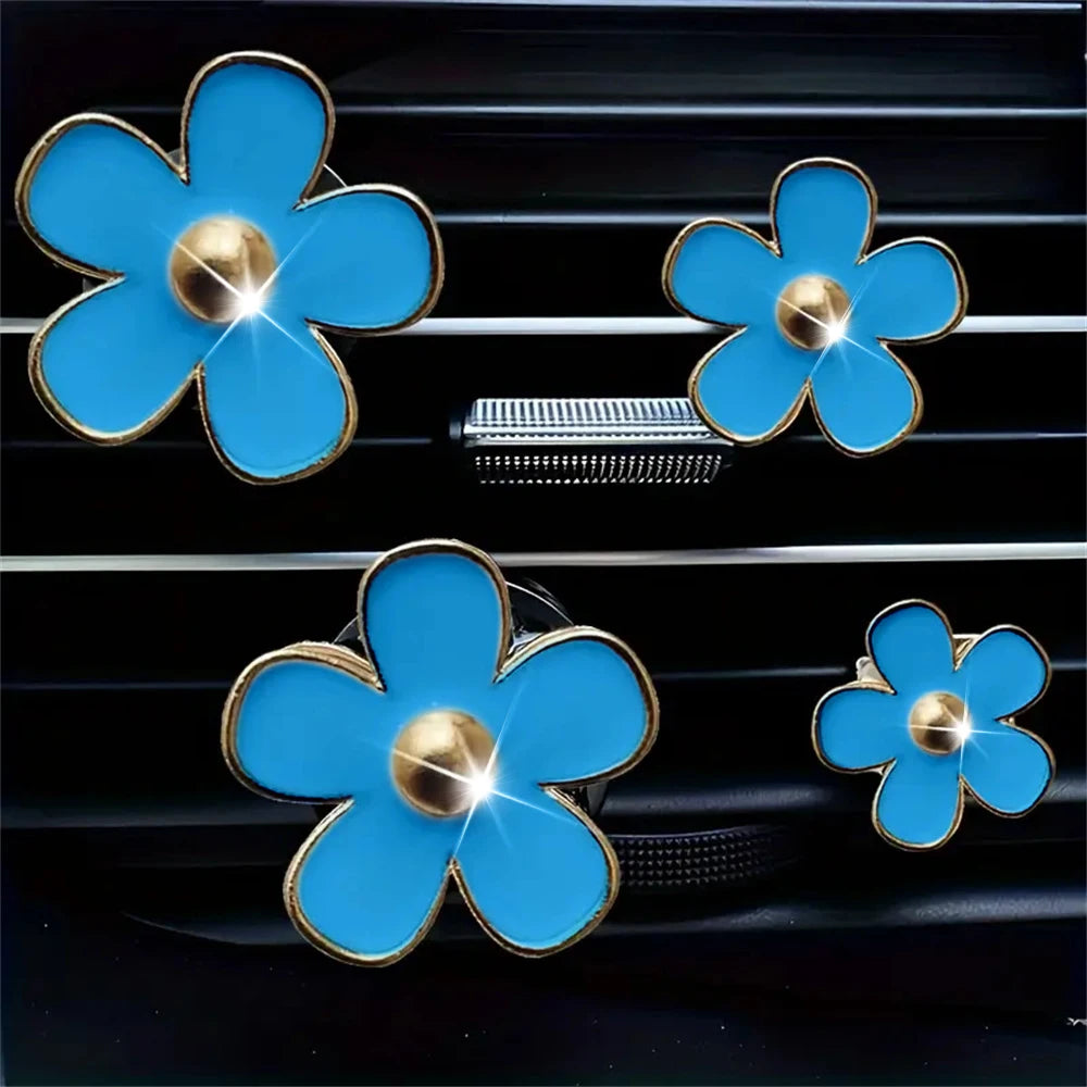 4-8pcs/set Small Car Air Outlet Perfume Decoration Clip Flower Daisy Design Car Interior Aromatherapy Fresheners Diffuser Access