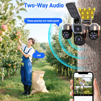 6MP Auto Tracking PTZ Solar Camera Outdoor Wireless, Human Detection PIR WiFi IP Camera with Siren, 2K Solar Powered CCTV