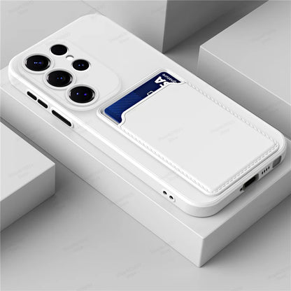 Liquid Silicone Case For Samsung Galaxy S25 S24 S23 S22 S21 S20 Ultra Plus FE Card Holder Case For Samsung A56 A55 A54 A34 A53