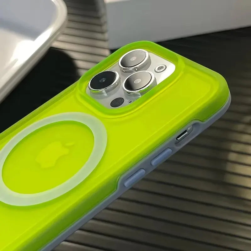 Neon Candy Color Translucent Shockproof Phone Case For iPhone 16 12 13 14 15 Pro Max For Magsafe Wireless Charging Frosted Cover