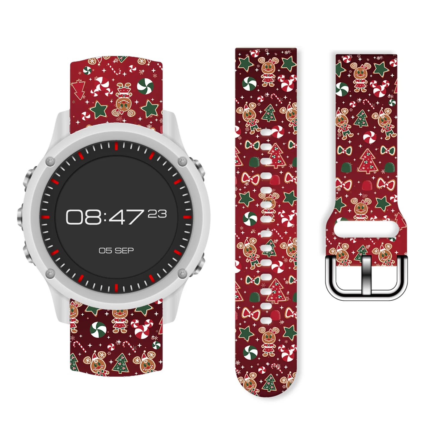 20mm Mich Christmas 1 Printed Strap for Samsung Galaxy Watch 7/6/5/4 40mm 44mm Band Replaceable Bracelet 22mm for Xiaomi Amazfit