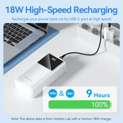 Vention Power Bank 30000mAh PD 22.5W Fast Charging Phone External Battery Powerbank Charger for Xiaomi Poco iPhone Samsung iPad