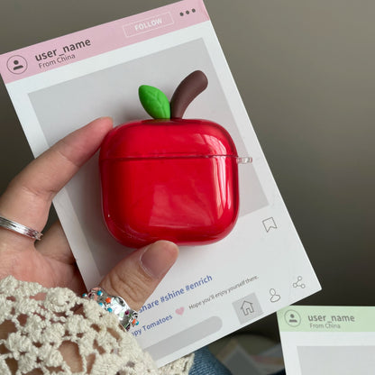 Translucent Red Green Apple Earphone Case for AirPods 1 or 2 3 4 Pro 2 3 Air Pods AirPod Pro2 Pro3 Soft Imd Cute Cover Pendant