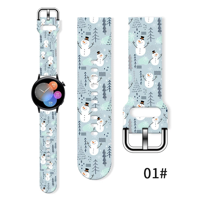 20mm Christmas 6 Strap for Samsung Galaxy Watch 7/6/5 40mm 44mm Band Replaceable Bracelet for Xiaomi Huawei Amazfit Watchband