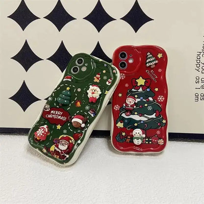 3D Santa Claus Elk Christmas Tree Case For Samsung Galaxy S25 Ultra S24 S23 S22 Plus s24fe A56 A36 A26 A07 A17 A55 A35 Cover