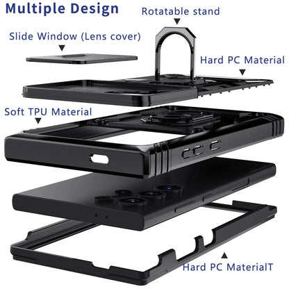 For Samsung Galaxy S25/S25+/S25 Ultra/S25 Edge/S24/S24 Plus/S24 Ultra/S24 FE Case Hybrid Kickstand Camera Protection Hard Cover