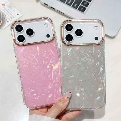 Luxury Dreamy Plated Shell Pattern For iPhone 16 Pro Max 15 14 17 Air 13 12 11 Plus Transparent Shockproof Protection Box
