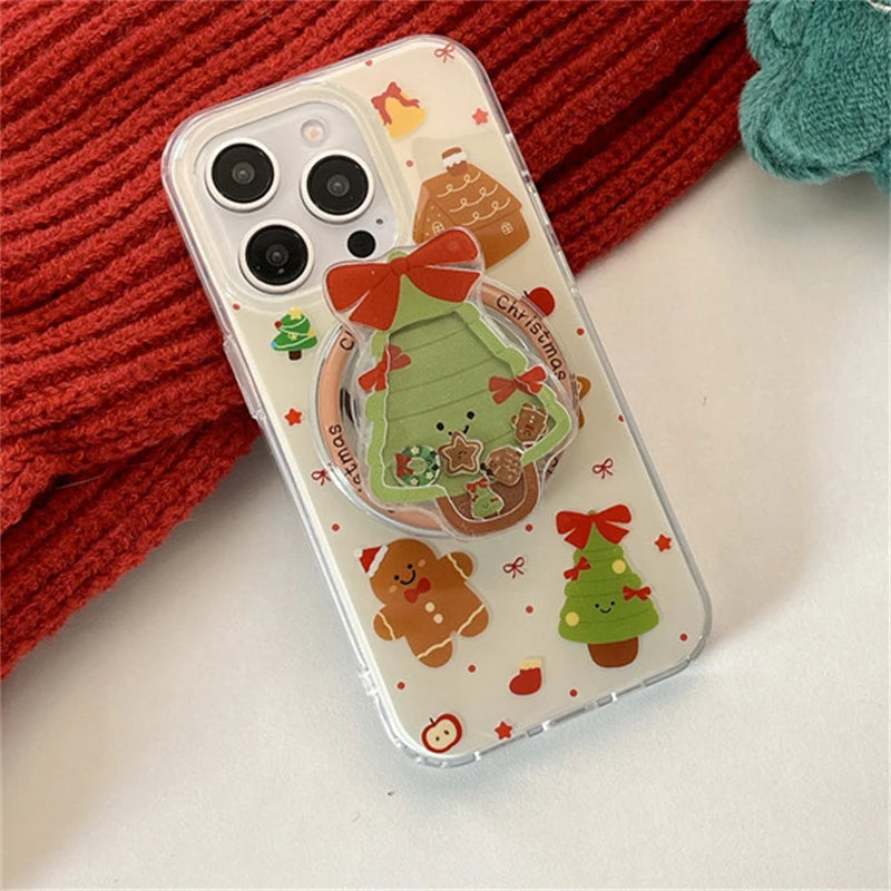 Cute Quicksand Christmas Cartoon Magnetic Holder Grip Tok Griptok Phone Stand Holder Support For iPhone For Pad Magsafe Smart To
