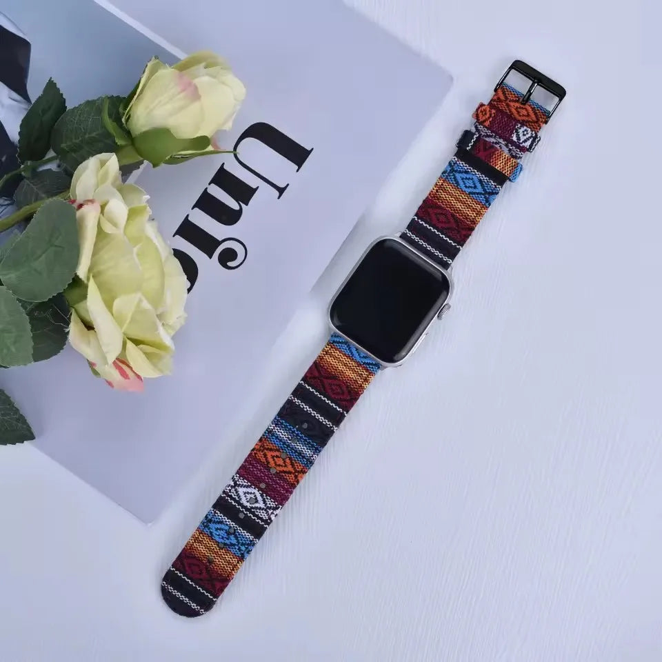 Christmas Exotic Style Fabric Straps For iWatch Band 8 7 SE 45mm 44mm 42mm Sports For Apple Watch 41mm 40mm 38mm Series 6 5 4 3