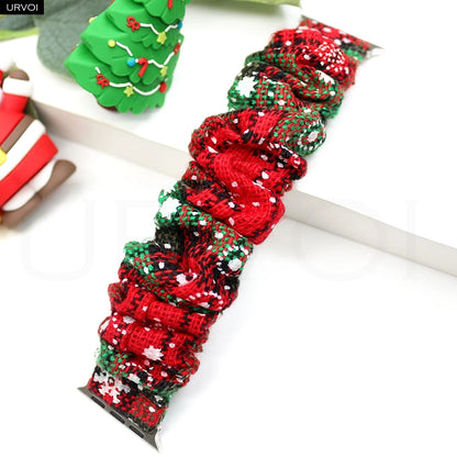 URVOI Band for Apple Watch Series 11 10 9 8 7 SE 3 Nylon loop Elastic Hairband Strap for iWatch Xmas gift red Christmas bowknot