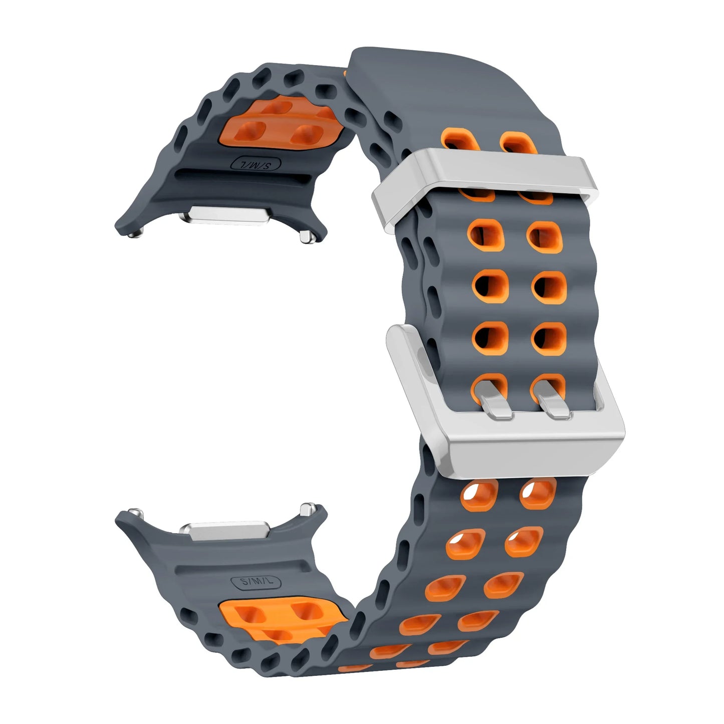 NEW Marine Silicone Strap For Samsung watch ultra 47mm Bracelet No Gaps Sport two-tone Band for Galaxy 7 ultra watchband straps
