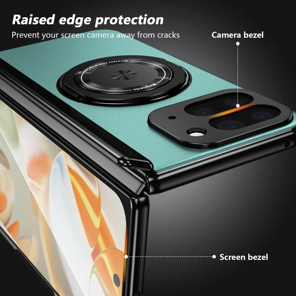 360° Rotating Holder Phone Case For Google Pixel 10 Pro Fold Magnetic Ring Hinge Screen Protector Film Shockproof Cover