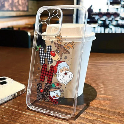 New Year Christmas Gift Santa Claus Clear Phone Case For Samsung Galaxy S25 S24 S23 S22 Ultra Plus S22+ S23+ S24+ S25+ Covers