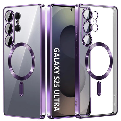 Luxury Glitter Plating Clear Silicone Soft Case For Samsung S25 Edge S24 S23 S21 FE S22 Ultra Plus Magnetic For Magsafe Shell