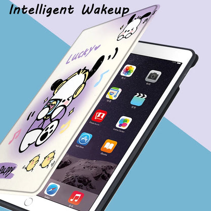 Pochacco Ipad Case for 10th Generations 10.9in Kawaii Silicone Soft Case  Pro Air3 10.5in Tablet Case Mini4 5 6 Tri-Fold Cases