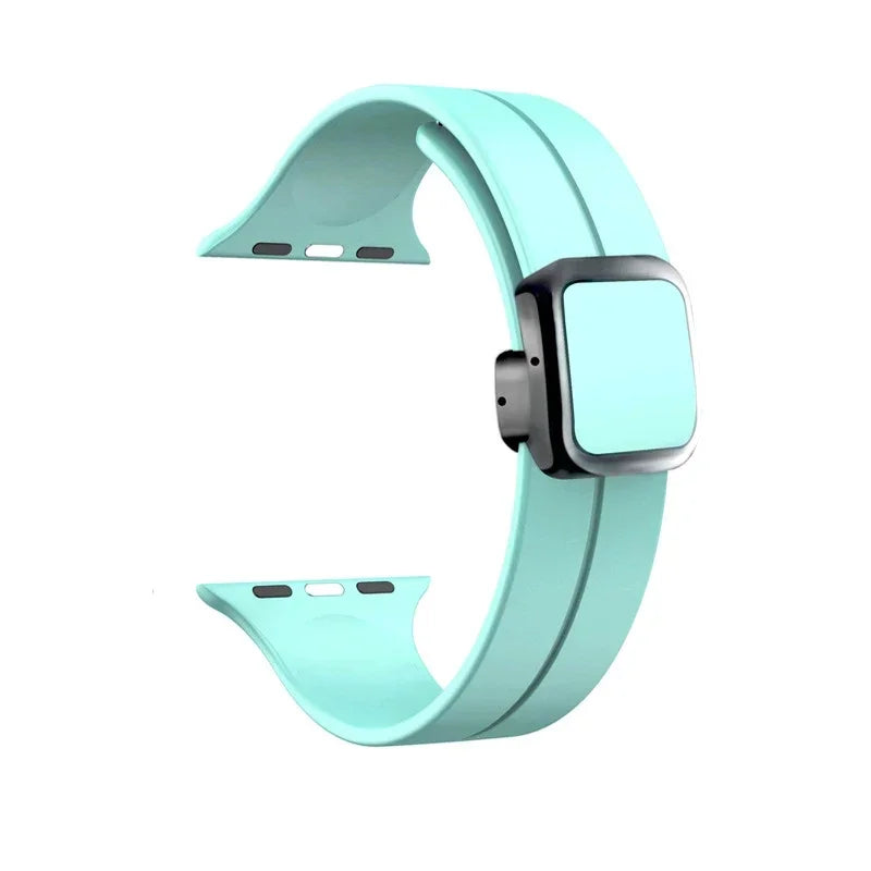 New Magnetic Buckle Silicone Strap For Apple Watch Band 44mm 45mm 38mm 49mm 40 42 41mm Sport Bracelet iWatch ultra 2 9 6 7 8 SE