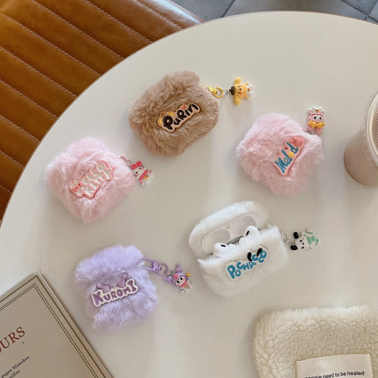 Kawaii Plush Case for Airpods 1/2 Pro 3rd Pro2 Sanrio Kitty Melody Kuromi Pochacco PomPurin Earphone Cover Anti-Fall Protection