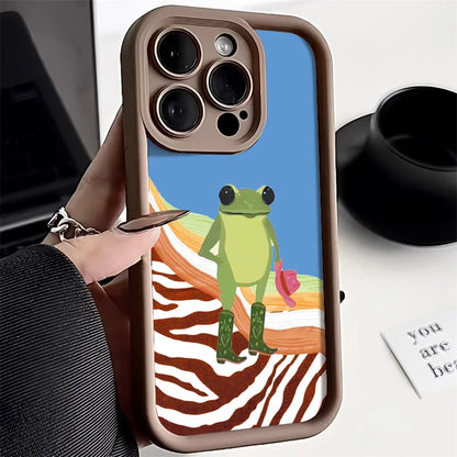 Cute Flower Phone Case For iPhone 13 Case for iPhone 11 16 14 17 12 15 Pro Max XR XS X 7 8 Plus SE Cartoon Frog Strawberry Cover